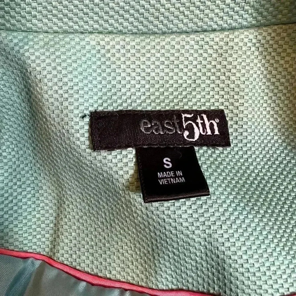 - East 5th Jacket Mint Green Canvas Textured 3/4 Sleeve Blazer Size Small - Picture 5 of 11